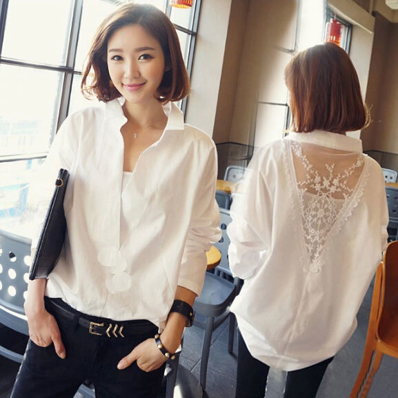 完売御礼 シャツ 長袖 トップス レディース ブラウス 大人上品 白 シースルー レースバック 襟付 スキッパー プルオーバーの通販はau Pay マーケット プラスナオ