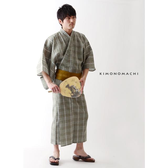 浴衣 綿麻 麻の葉模様 着物 008k 浴衣 綿麻 麻の葉模様 着物 008k