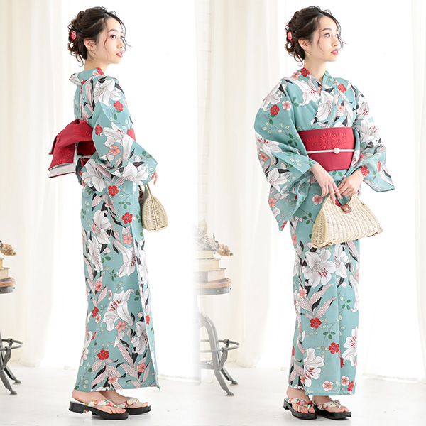 浴衣 レディース 浴衣 単品「檸檬・百合・金魚・椿・万年青 全9柄」 S