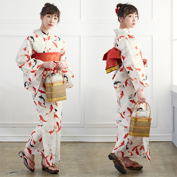 浴衣 レディース 浴衣 単品「檸檬・百合・金魚・椿・万年青 全9柄」 S