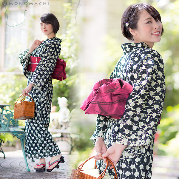 浴衣 有松絞り 女性 浴衣単品「黒×白鼠色 日の出絞り」絞り 夏 浴衣 有松絞り 女性 浴衣単品「黒×白鼠色 日の出絞り」絞り 夏
