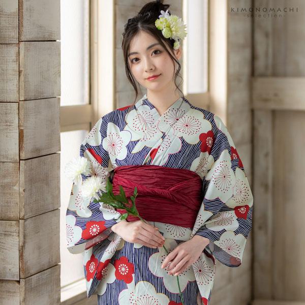 マルイ 浴衣 花柄 Mサイズ 未使用 マルイ浴衣・帯.インナー3セット 肌映え