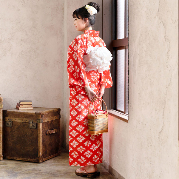 お仕立て上がり絞り浴衣単品「三浦牡丹 水色」有松絞り 女性浴衣単品