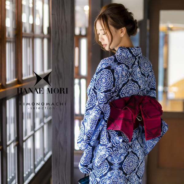 着物ユーザー必見‼️ 菜々緒ブランドお誂え浴衣　伊砂紋様藍色濃淡　綿 KI－NA KIMONO | おはようございます #今日のコーデ 藍 注染