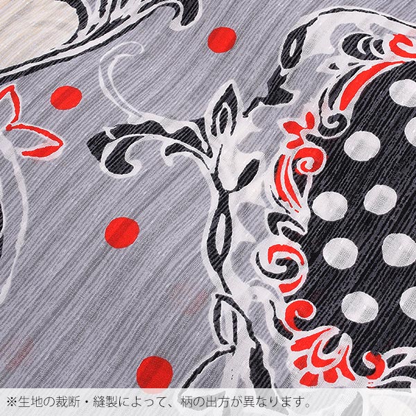 Adam＆Eve 浴衣単品「グレー ゆらぎ縞に水玉」ブランド浴衣単品