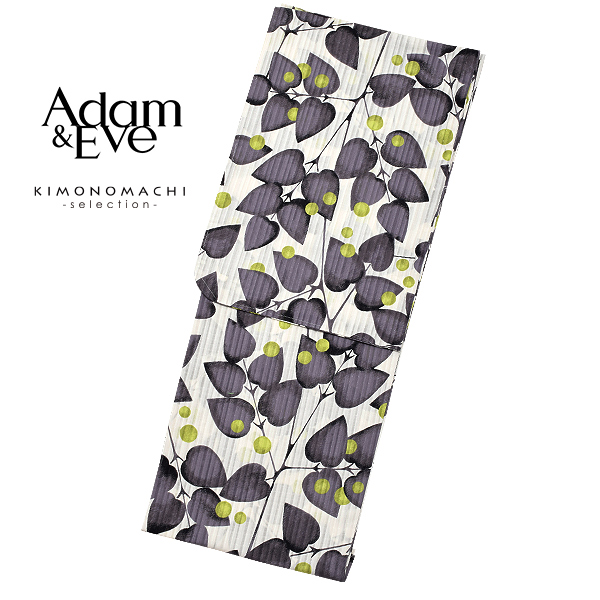 Adam＆Eve 浴衣単品「黒グレー 葉っぱと水玉」ブランド浴衣単品 レディース 浴衣単品 変わり織り浴衣 ss2403ykl30ss2406ykl30の通販は