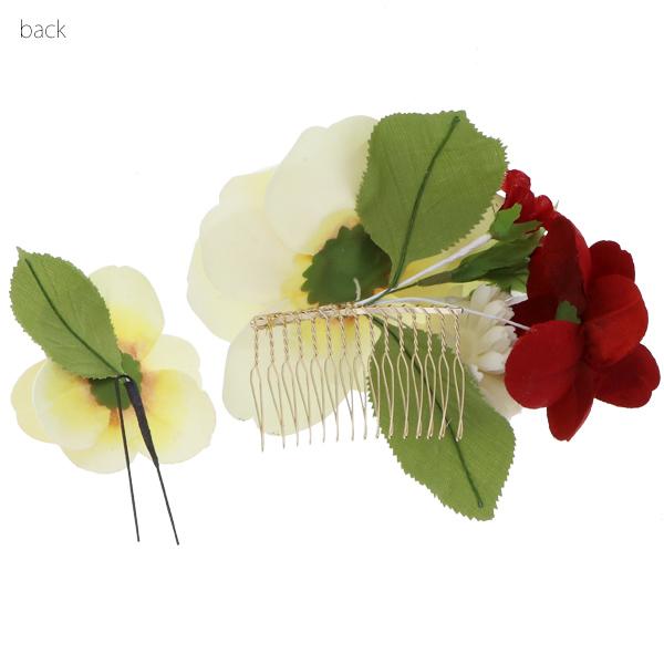 成人式 髪飾り お花 髪飾り2点セット「白 椿」髪飾り 卒業式の袴に 房