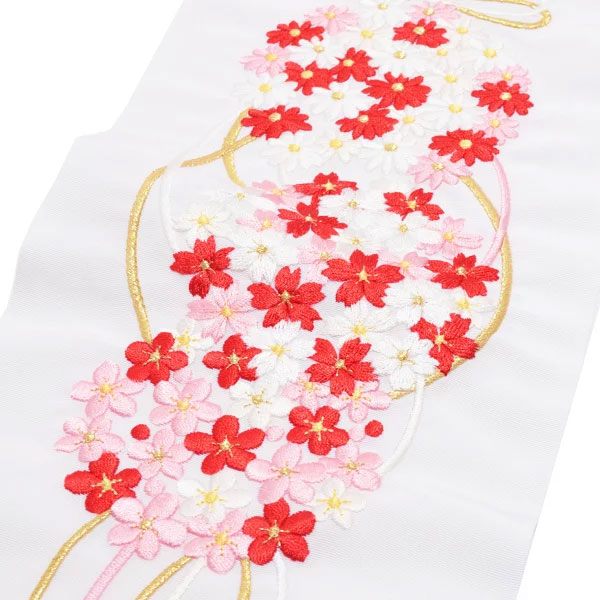 振袖小物 花くす玉 刺繍半衿 「白色 花薬玉」【メール便対応可】＜H＞ss2512wkm10 振袖小物 花くす玉 刺繍半衿 「白色 花薬玉」【メール便対応可】＜H