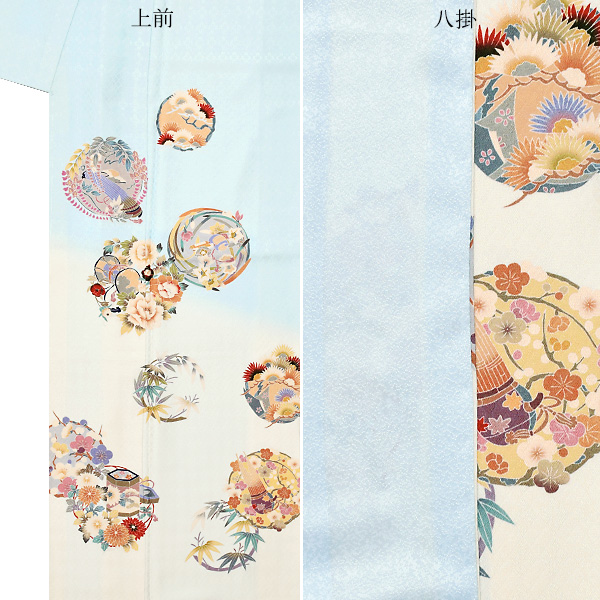 訪問着 お仕立て上がり 単品 薄ブルー花菱 花丸文様に御所車 貝桶 鼓 お琴 正絹着物 礼装 正絹 訪問着 結婚式 パーティー 祝賀会 の通販はau Pay マーケット 京都きもの町