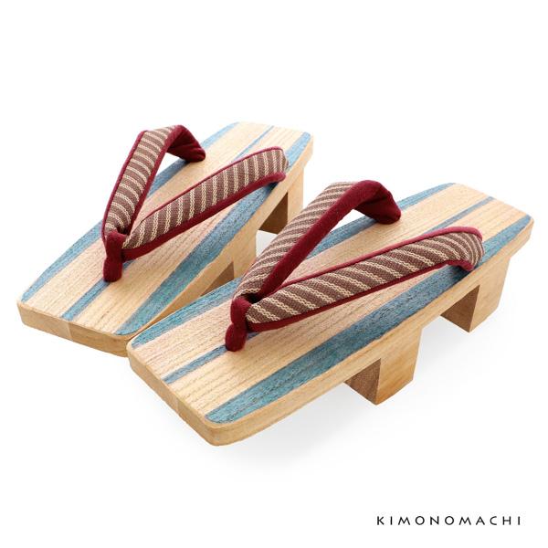 下駄 レディース 「三味型 藍染 二枚歯下駄 茶色×赤」 日本製 桐下駄 女性下駄単品 女下駄＜H＞の通販は 9,900円