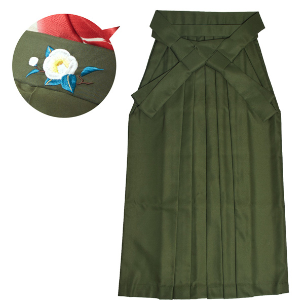 卒業式 袴 レディース 単品 「抹茶 椿の刺繍」 卒業式 袴 レディース 行燈袴 SS/2S・S・M・L・LL/2Lサイズ 女の子袴 女性用袴単品 コスプレ 【メール便不可】ss2409hkm20 卒業式 袴 レディース 単品 「抹茶 椿の刺繍」 卒業式 袴 レディース