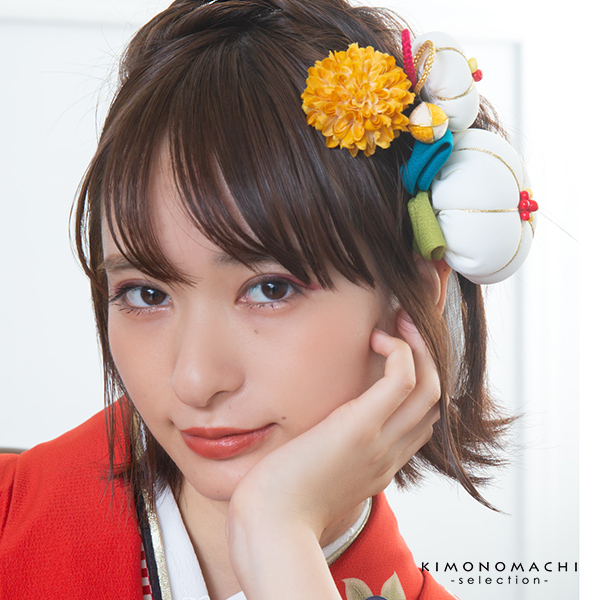 髪飾り コームとUピン 3点セット 「万寿椿白 (No.53308白)」 振袖用髪飾り お花髪飾り 成人式 卒業式 結婚式 着物 【メール便不可】＜H＞ss2512wkk10_4