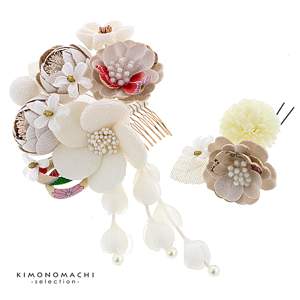 【Prices down】髪飾り コームとUピン 2点セット 「象牙色 (No.50591白)」 振袖用髪飾り お花髪飾り 成人式 卒業式 結婚式 着物 【メール便不可】＜H＞ss2512wkk25_7