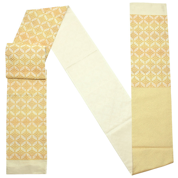 【Prices down2】礼装 袋帯 フォーマル 「生成り色地 鳥襷」 日本製 西陣織 西陣織証紙番号No.1810 浅田叡一織物 絹 未仕立て 六通柄 訪問着用 色留袖用 礼装袋帯 【メール便不可】＜T＞ss2512ofk40 Prices down2】礼装 袋帯 フォーマル 「生成り色地 鳥襷」 日本製