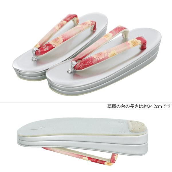 【Prices down】成人式 草履バッグセット　振袖 草履 バッグ 成人式 「薄ピンク×ルビー 八重桜 No.10」 エナメル調 花柄 草履Lサイズ 24cm前後 女性用 レディース 振袖用草履バッグセット 【メール便不可】ss2412zbg10_5