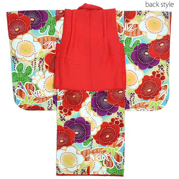 七五三 3歳 女の子 被布コートセット レトロモダン 赤系 花柄 フルセット 七五三 3歳 女の子 被布コートセット レトロモダン 赤系 花柄