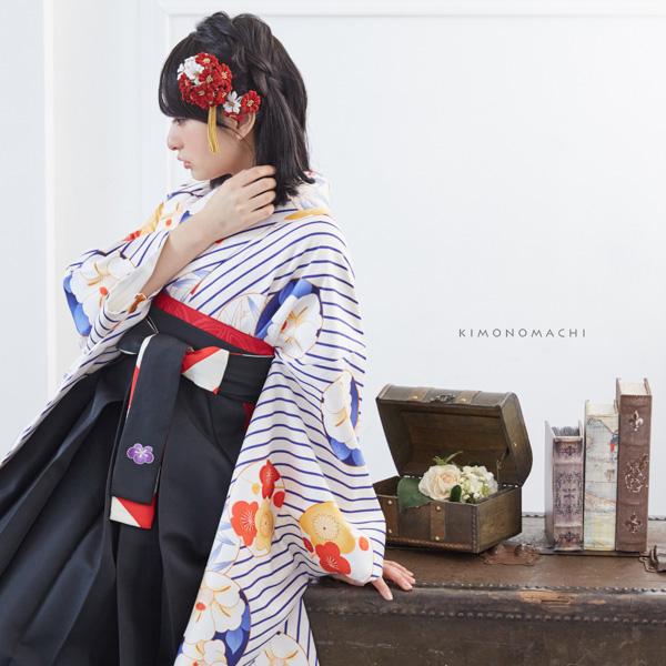 髪飾り 成人式 コームとUピン 2点セット 「お花の飾り 赤×白 ベロア風 No.1289」 振袖用髪飾り お花髪飾り 成人式 卒業式 結婚式 着物 【メール便不可】＜H＞_4