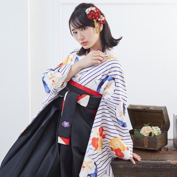 髪飾り 成人式 コームとUピン 2点セット 「お花の飾り 赤×白 ベロア風 No.1289」 振袖用髪飾り お花髪飾り 成人式 卒業式 結婚式 着物 【メール便不可】＜H＞_5