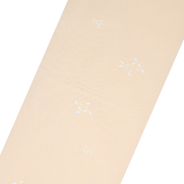 正絹 小紋 反物 着物「ライトベージュ 破れ七宝」日本製 丹後ちりめん