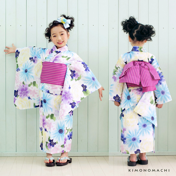 画像のピンクの帯の色違い赤帯+ピンク帯に合わせてある帯締め付き◆◆花火生成浴衣◆ 浴衣 京都きもの町オリジナル 浴衣 帯 半幅帯 「縞 赤ピンク