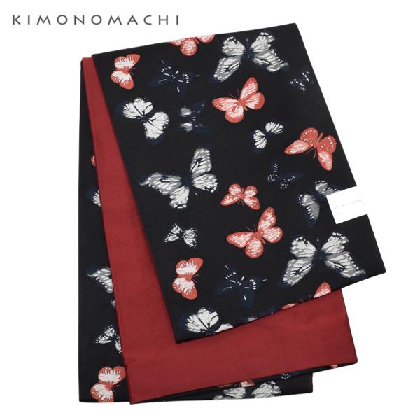 京袋帯 単品 「黒 群蝶」ポリエステル 袋名古屋帯 普段着着物用 KIMONOMACHI オリジナル 【メール便不可】_1