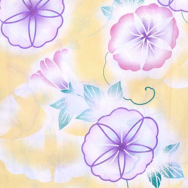 浴衣 レディース 単品「夏ごころ浴衣 黄色 紫の朝顔」フリーサイズ yukata 【メール便不可】ss2403ykl10ss2406ykl20の通販は