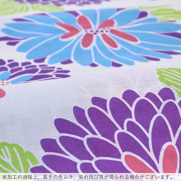 浴衣 レディース 単品「Ma-ni クリーム 水色 紫の菊」フリーサイズ