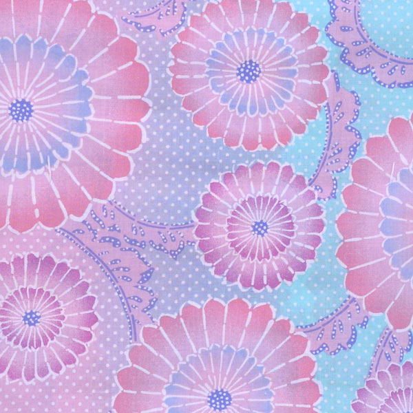 浴衣 レディース 単品「夏ごころ浴衣 ピンク 水玉に唐草と菊