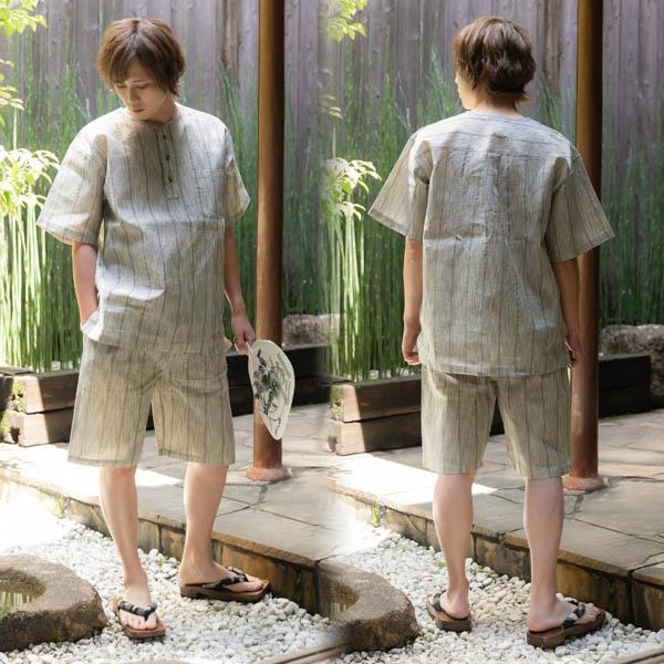 甚平 メンズ おしゃれ ヘンリーネック「ヘンリーネック甚平＋雪駄＋