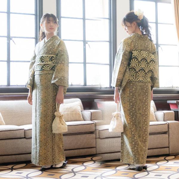 洗える着物 袷着物単品 「縞更紗 利休」 KIMONOMACHI オリジナル