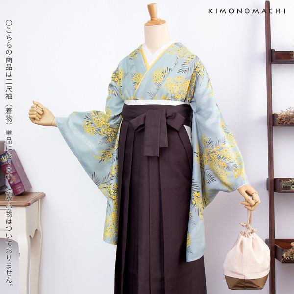 二尺袖着物 単品 「ミモザに立涌 錆青磁色」 KIMONOMACHIオリジナル お仕立て上がり レディース 洗える着物 二尺袖 着物 袴 卒業式 謝恩会 通常丈 長着 カジュアル着物 【メール便不可】_18