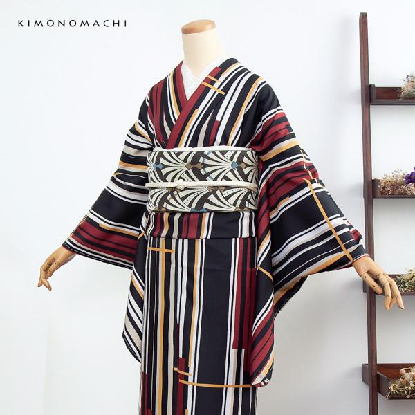 二尺袖 着物単品 「ラインカラー 黄色×薄香」 KIMONOMACHIオリジナル お仕立て上がり レディース 洗える着物 二尺袖 着物 袴 卒業式 謝恩会 通常丈 長着 カジュアル着物 【メール便不可】ss2506kck20_5