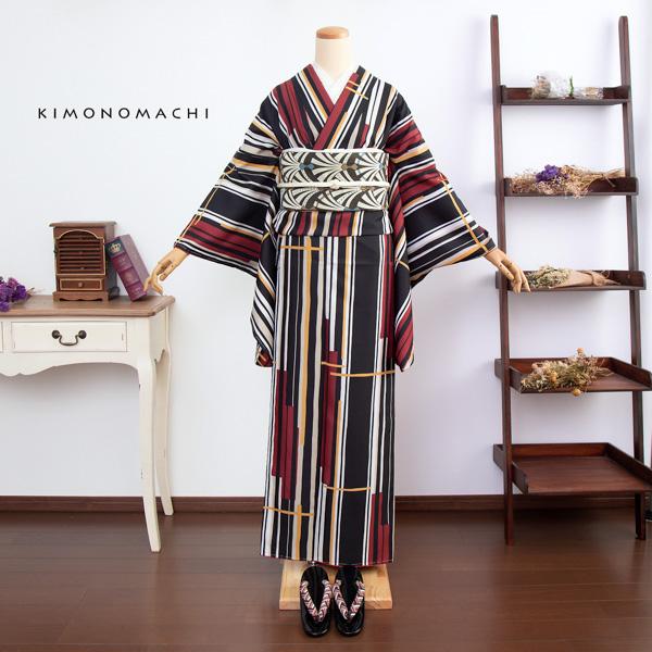 二尺袖 着物単品 「ラインカラー 黄色×薄香」 KIMONOMACHIオリジナル お仕立て上がり レディース 洗える着物 二尺袖 着物 袴 卒業式 謝恩会 通常丈 長着 カジュアル着物 【メール便不可】ss2506kck20_6