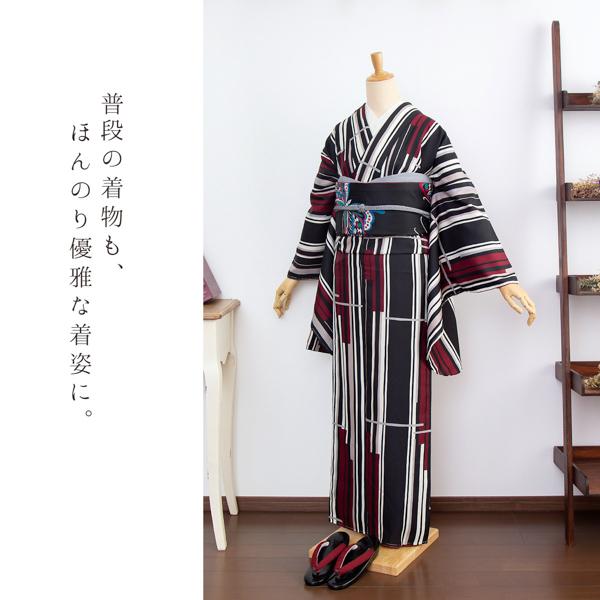 二尺袖 着物単品 「ラインカラー 灰色×赤」 KIMONOMACHIオリジナル お仕立て上がり レディース 洗える着物 二尺袖 着物 袴 卒業式 謝恩会 通常丈 長着 カジュアル着物 【メール便不可】ss2506kck20_4