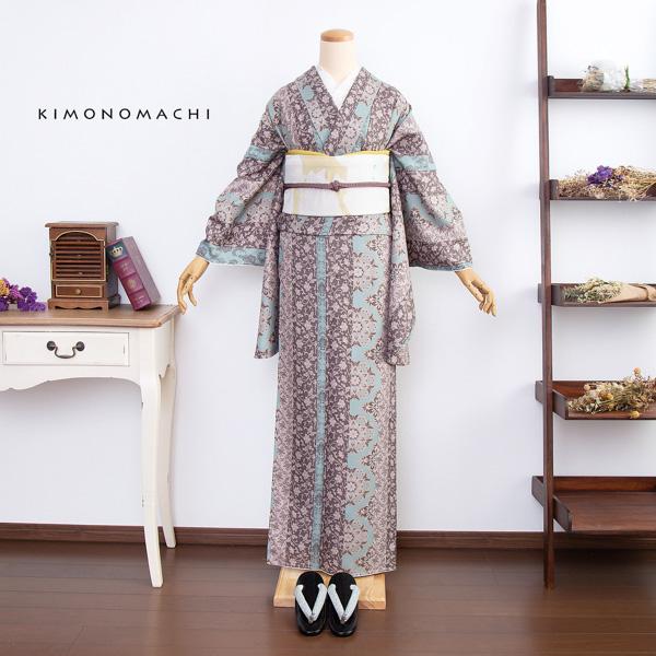 二尺袖 着物単品 「縞更紗 水色」 KIMONOMACHIオリジナル お仕立て上がり レディース 洗える着物 二尺袖 着物 袴 卒業式 謝恩会 通常丈 長着 カジュアル着物 【メール便不可】ss2506kck20_6