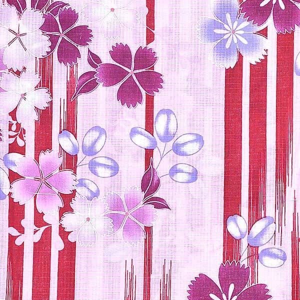 Prices down】浴衣 レディース 単品「ピンク地に桜 赤の矢絣」F