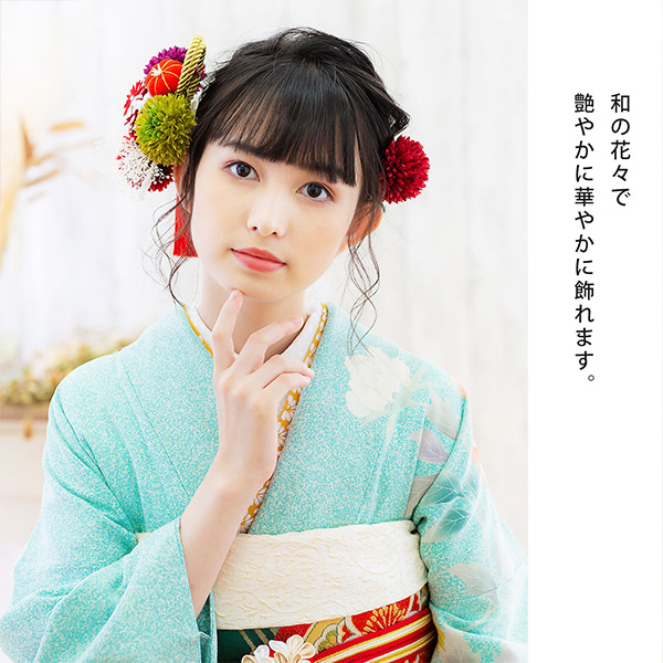 髪飾り 成人式 花髪飾り コーム Uピン 2点セット「マムとタッセル レッド No.53783」振袖用髪飾り お花髪飾り つまみ細工 成人式 卒業式 結婚式 着物 日本製 【メール便不可】＜H＞ss2512wkk10_6