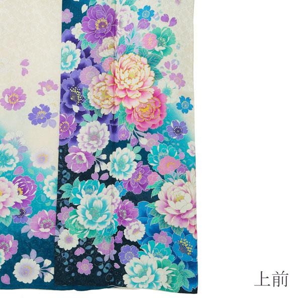 【新古品】お仕立て上がり 振袖単品 「白×ブルー 牡丹と八重桜」 振袖 振り袖 成人式 結婚式 結納 パーティー 【メール便不可】ss2512fml10 新古品】お仕立て上がり 振袖単品 「白×ブルー 牡丹と八重桜」 振袖
