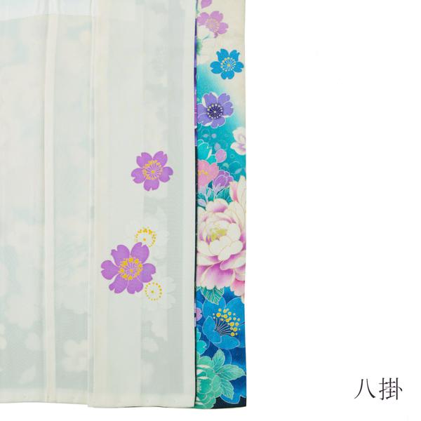 新古品】お仕立て上がり 振袖単品 「白×ブルー 牡丹と八重桜」 振袖
