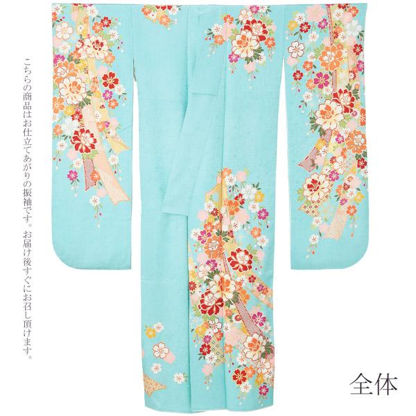 【新古品】お仕立て上がり 振袖単品 「水色 束ね熨斗に枝垂桜 牡丹」 振袖 振り袖 成人式 結婚式 結納 パーティー 【メール便不可】ss2512fml10 新古品】お仕立て上がり 振袖単品 「水色 束ね熨斗に枝垂桜 牡丹