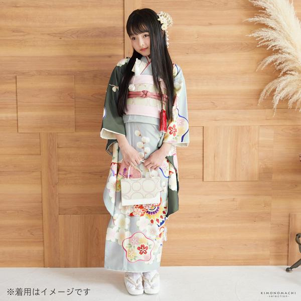 七五三 帯 7歳 作り帯 「ベージュ×ピンク 水玉」 女の子 四つ身着物に