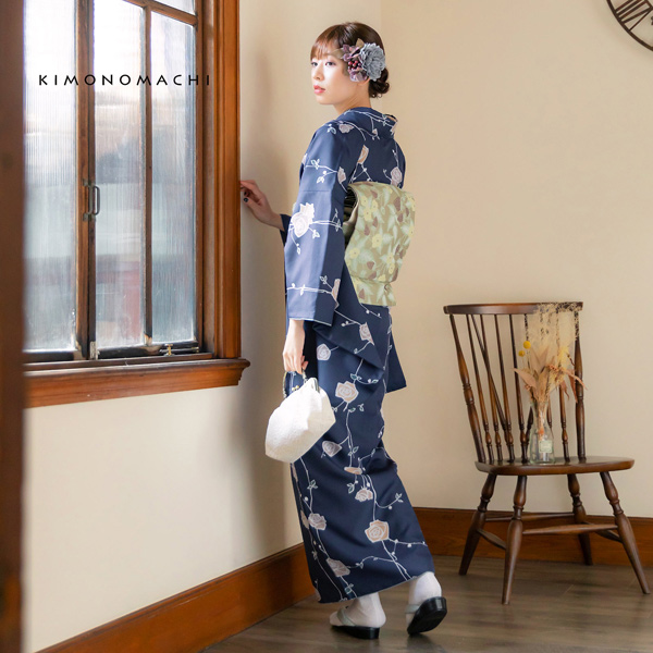 二尺袖 着物単品 「ばら墨紺色」KIMONOMACHIオリジナル お仕立て上がり レディース 洗える着物 二尺袖 着物 袴に合わせて 卒業式 謝恩会に 通常丈 長着 カジュアル着物【メール便不可】ss2506kmn10_7