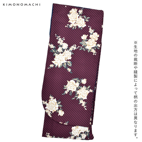二尺袖 着物単品 「ストライプブーケプラム」KIMONOMACHIオリジナル お仕立て上がり レディース 洗える着物 二尺袖 着物 袴に合わせて 卒業式 謝恩会に 通常丈 長着 カジュアル着物【メール便不可】ss2506kmn10_8