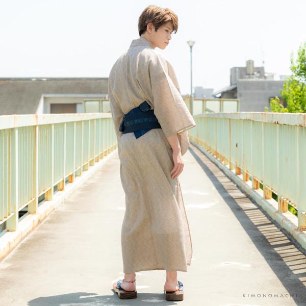 浴衣 セット メンズ 男性用浴衣セット 浴衣5点セット（浴衣＋角帯＋下駄＋巾着＋腰紐） 「楊柳浴衣 全2柄」 S/M/L/LL サイズ 楊柳浴衣 綿麻浴衣 花火大会 夏祭り フェス ゆかた yukata 【送料無料】【メール便不可】_13
