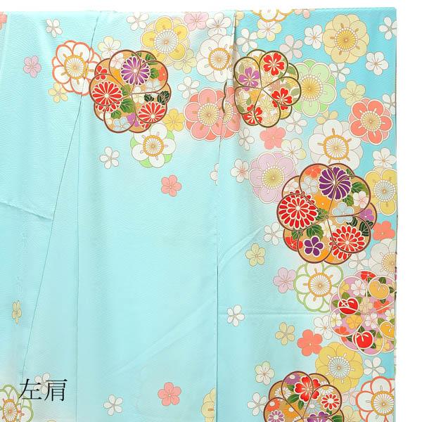 未仕立て 振袖 単品「水色 八重梅」日本製 仮絵羽 振り袖 正絹 着物 レディース 成人式 結婚式 結納 パーティー 晴れ着【メール便不可】 未仕立て 振袖 単品「水色 八重梅」日本製 仮絵羽 振り袖 正絹 着物