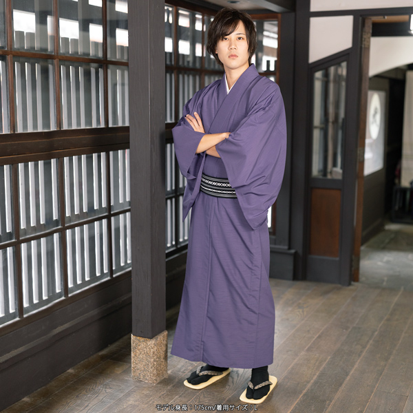 着物 単衣 和服 着物 茶 ✕青 ブラウン メンズ KIMONOMACHI 着物 男性 メンズ 洗える着物 単衣 単品 「ダークブラウン