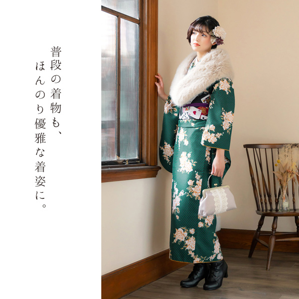 二尺袖 着物単品 「アラベスク・ばら・ストライプブーケ・矢羽根に菊」KIMONOMACHIオリジナル お仕立て上がり レディース 洗える着物 二尺袖 着物 袴に合わせて 卒業式 謝恩会に 通常丈 長着 カジュアル着物【メール便不可】_19