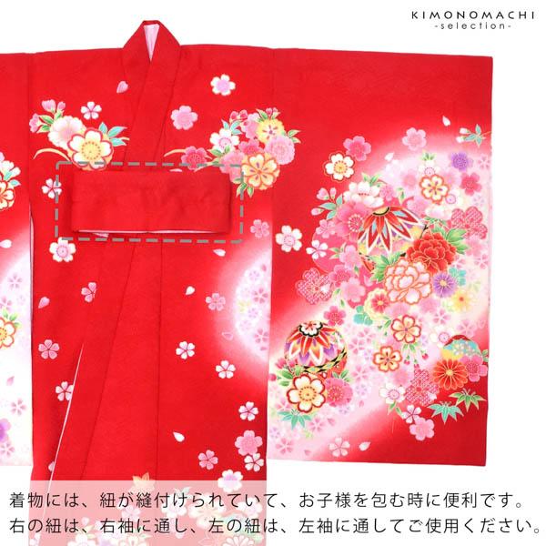 女の子のお宮参り産着 祝い着「赤 手鞠に牡丹、貝合わせ」一つ身 一ツ身 初着 お初着 御祝着 着物 熨斗目 のしめ 七五三 お宮詣り 祈願 お祈り 子供 キッズ 赤ちゃん ベビー＜H＞【メール便不可】_6