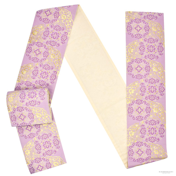 礼装向け 袋帯 単品 お仕立て上がり「薄葡萄色 雪輪に鏡、華紋