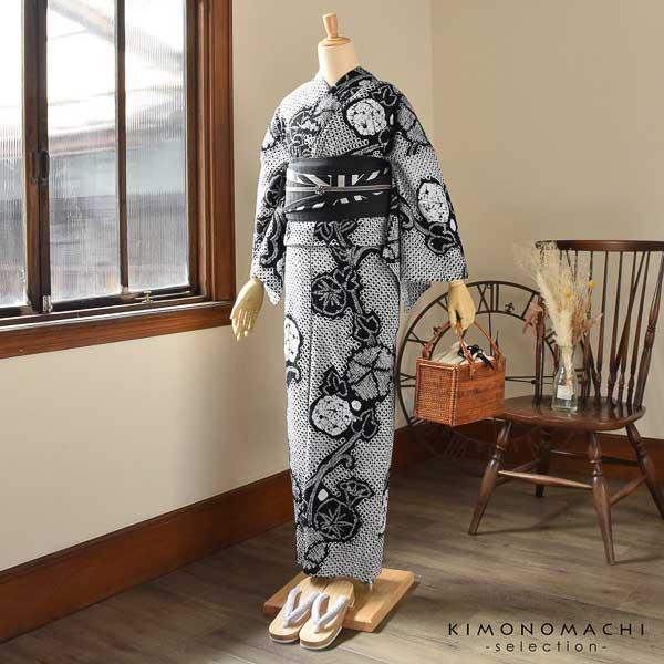 お仕立て上がり絞り浴衣単品「チャーミングあさがお 黒」有松絞り 女性浴衣単品 レディース浴衣単品 綿 お仕立て上がり浴衣 yukata【メール便不可】_3